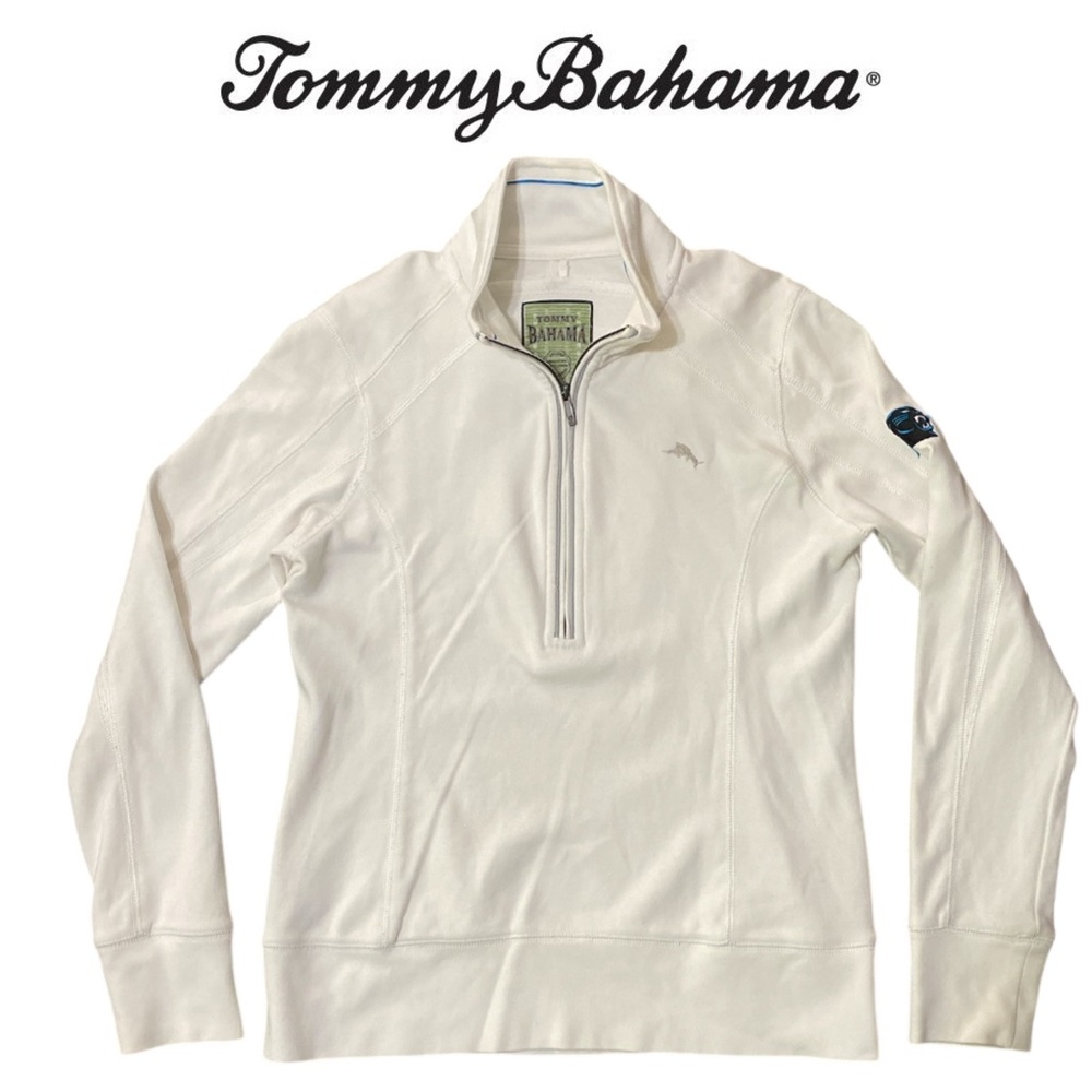Tommy Bahama Carolina Panthers Half Zip Pullover Sweater Jacket White Active XS